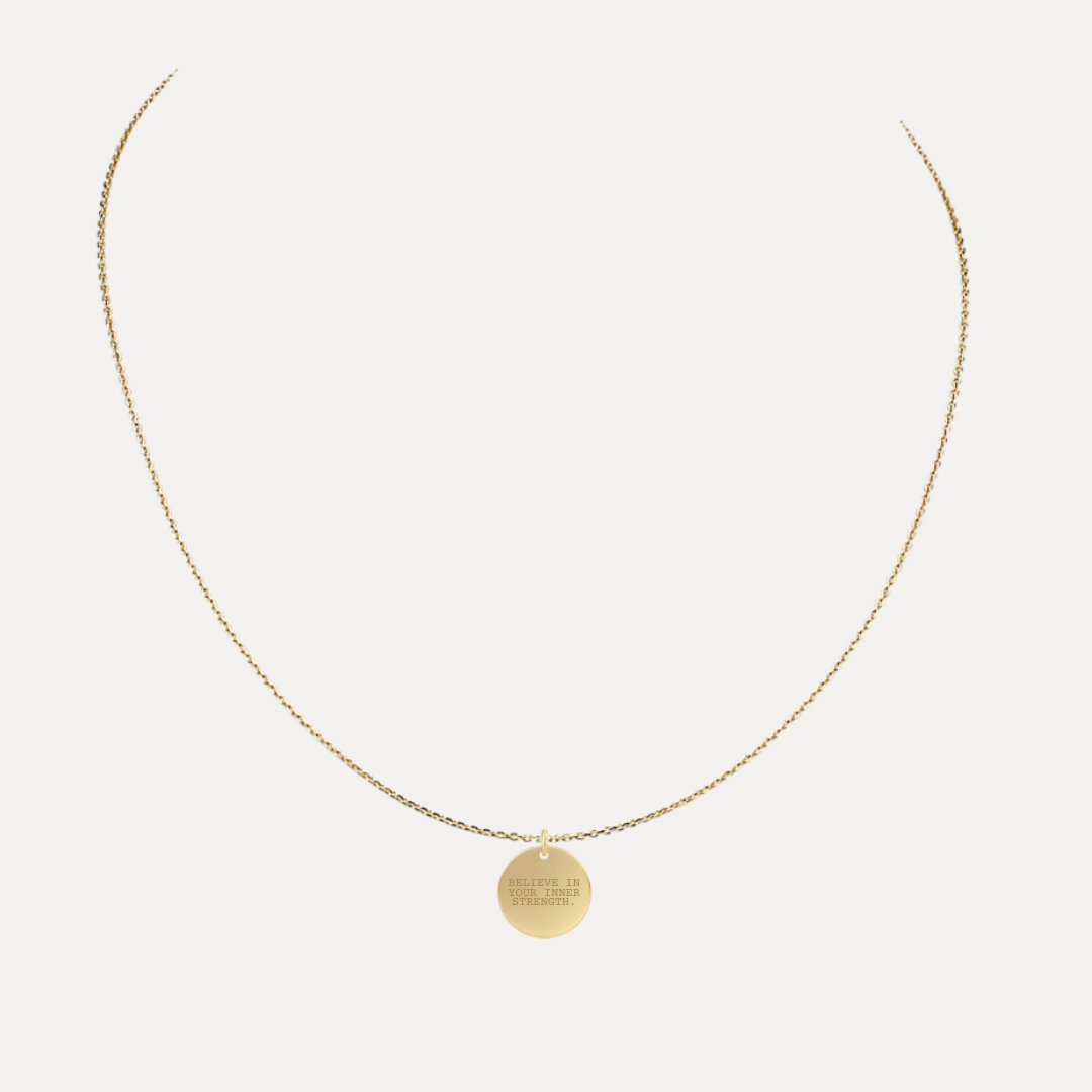 Believe In Your Inner Strength 18k Gold Vermeil Disc Pendant Necklace