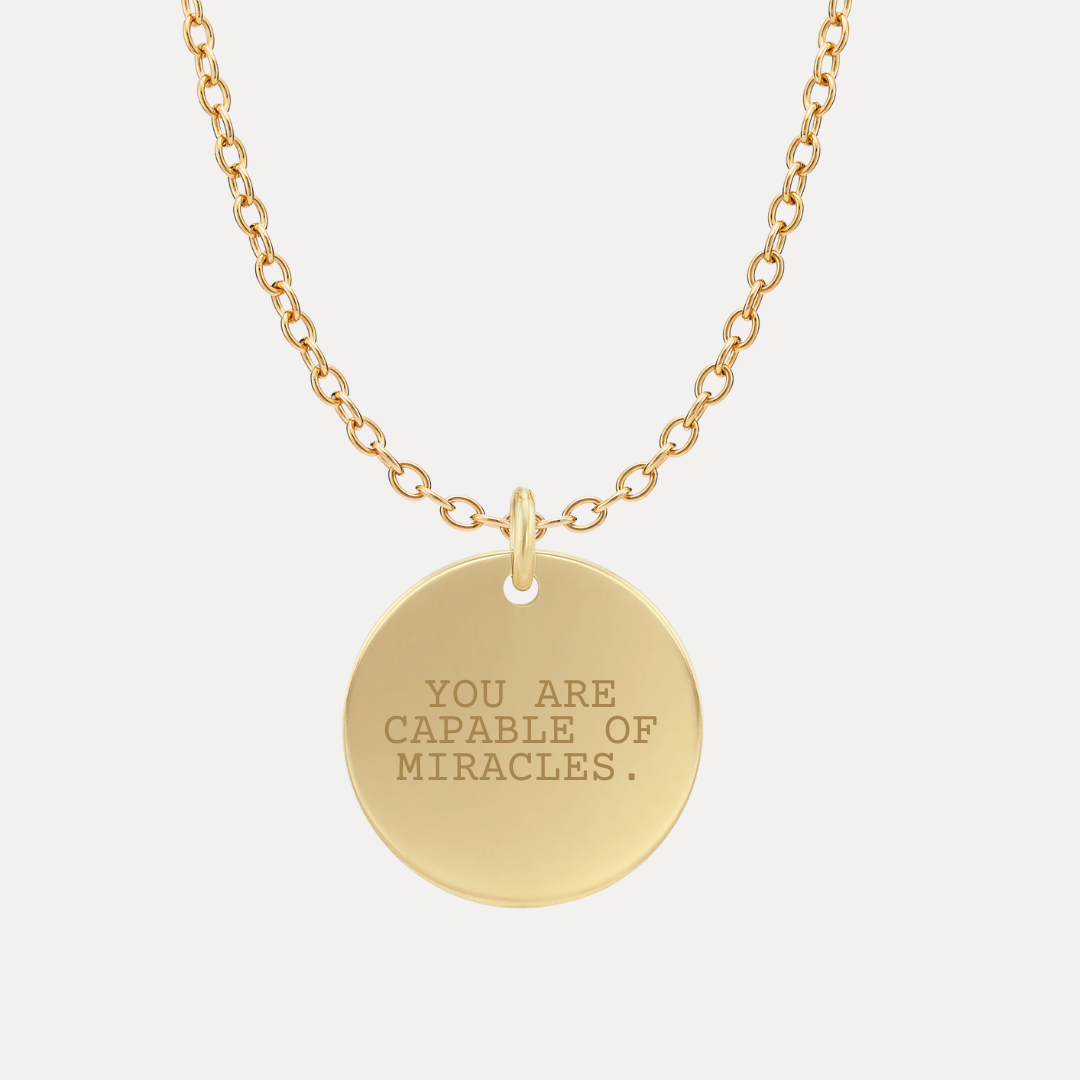 You Are Capable 18k Gold Filled Disc Pendant Necklace