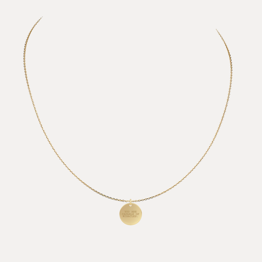 You Are Capable 18k Gold Filled Disc Pendant Necklace