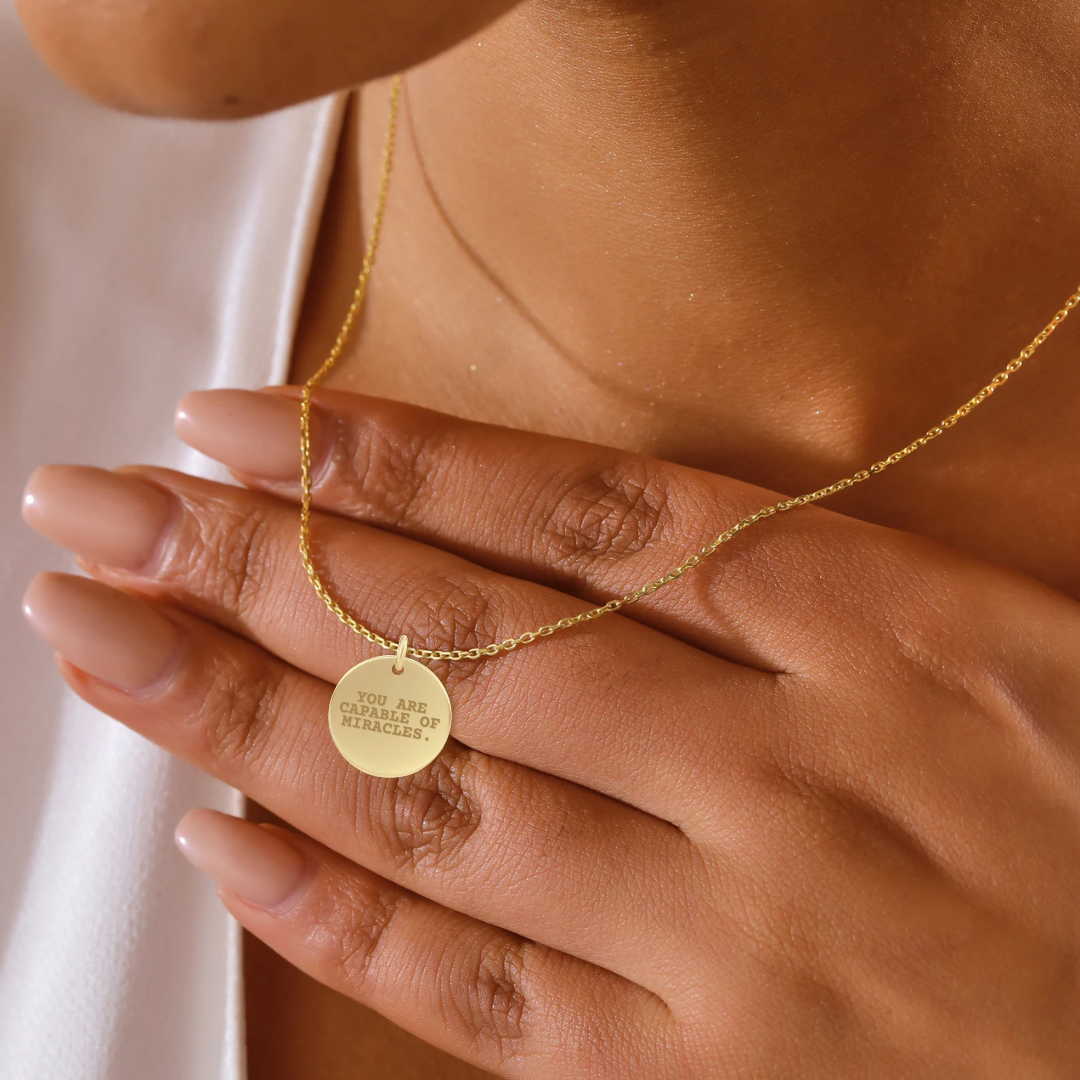 You Are Enough 18k Gold Vermeil Disc Pendant Necklace