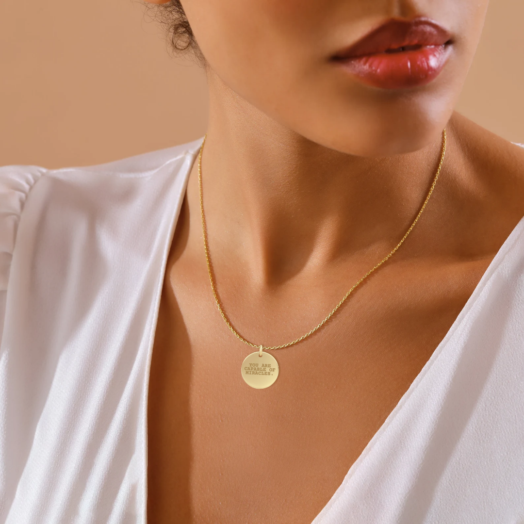 You Are Enough 18k Gold Vermeil Disc Pendant Necklace