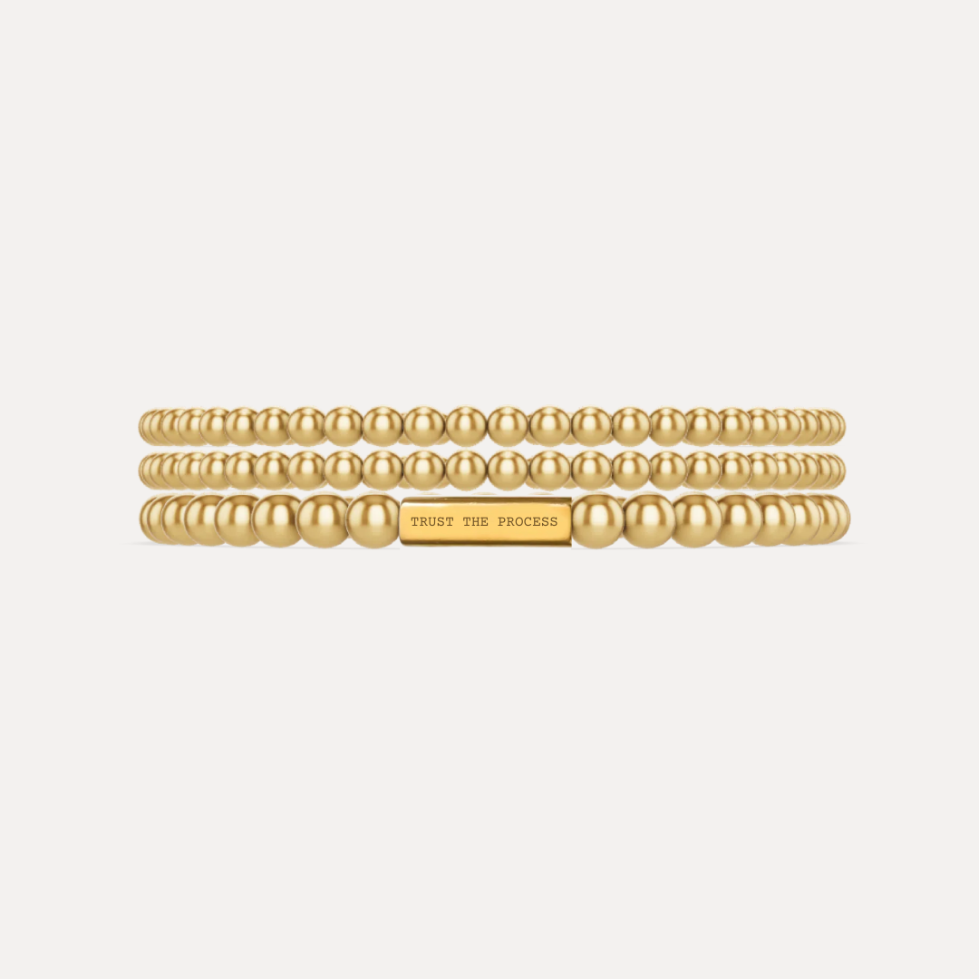 Trust The Process 18K Gold Vermeil Beaded Bracelet