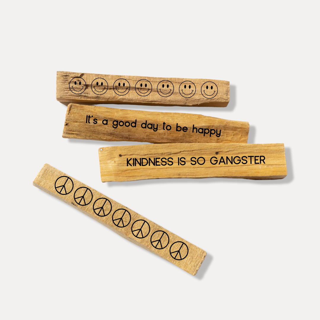 Kindness & Peace: A Four Pack of Engraved Palo Santo