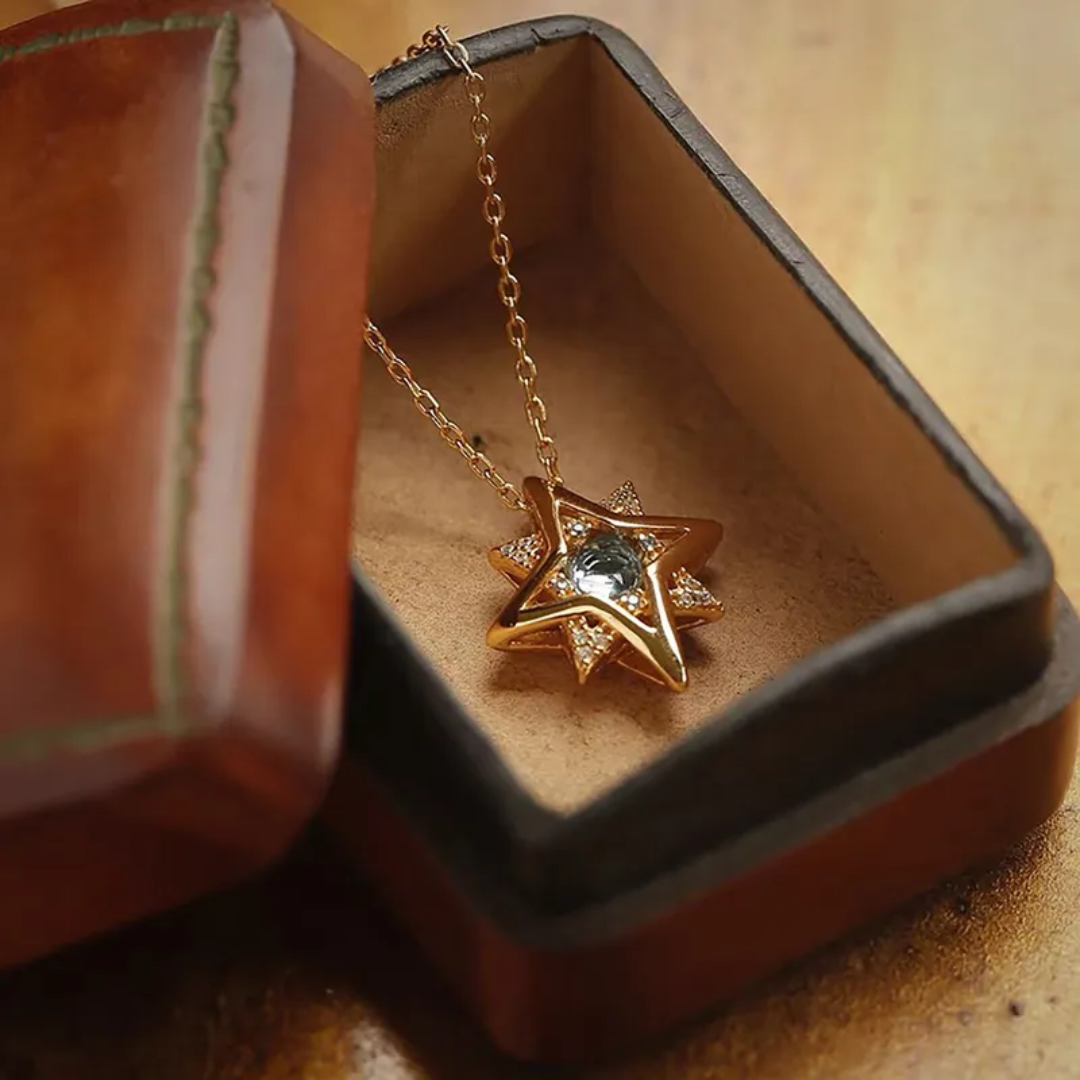 18K Gold Rhinestone North Star Necklace