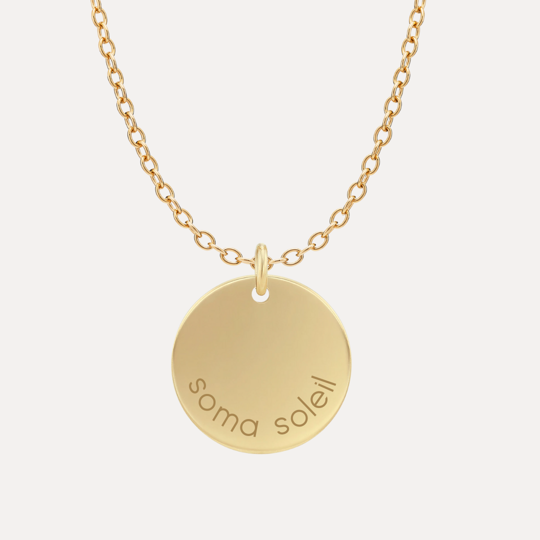 Believe In Your Inner Strength 18k Gold Vermeil Disc Pendant Necklace