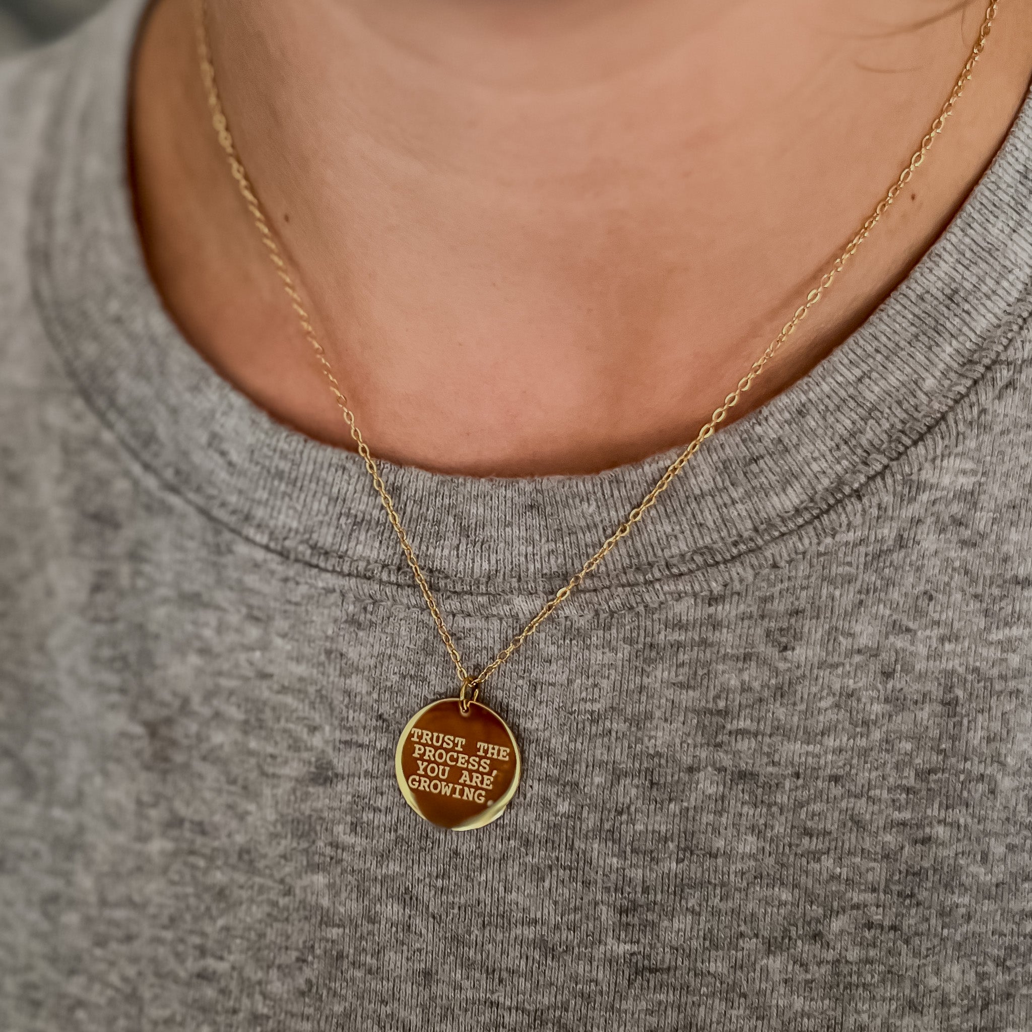 Trust the Process 18k Gold Filled Disc Pendant Necklace