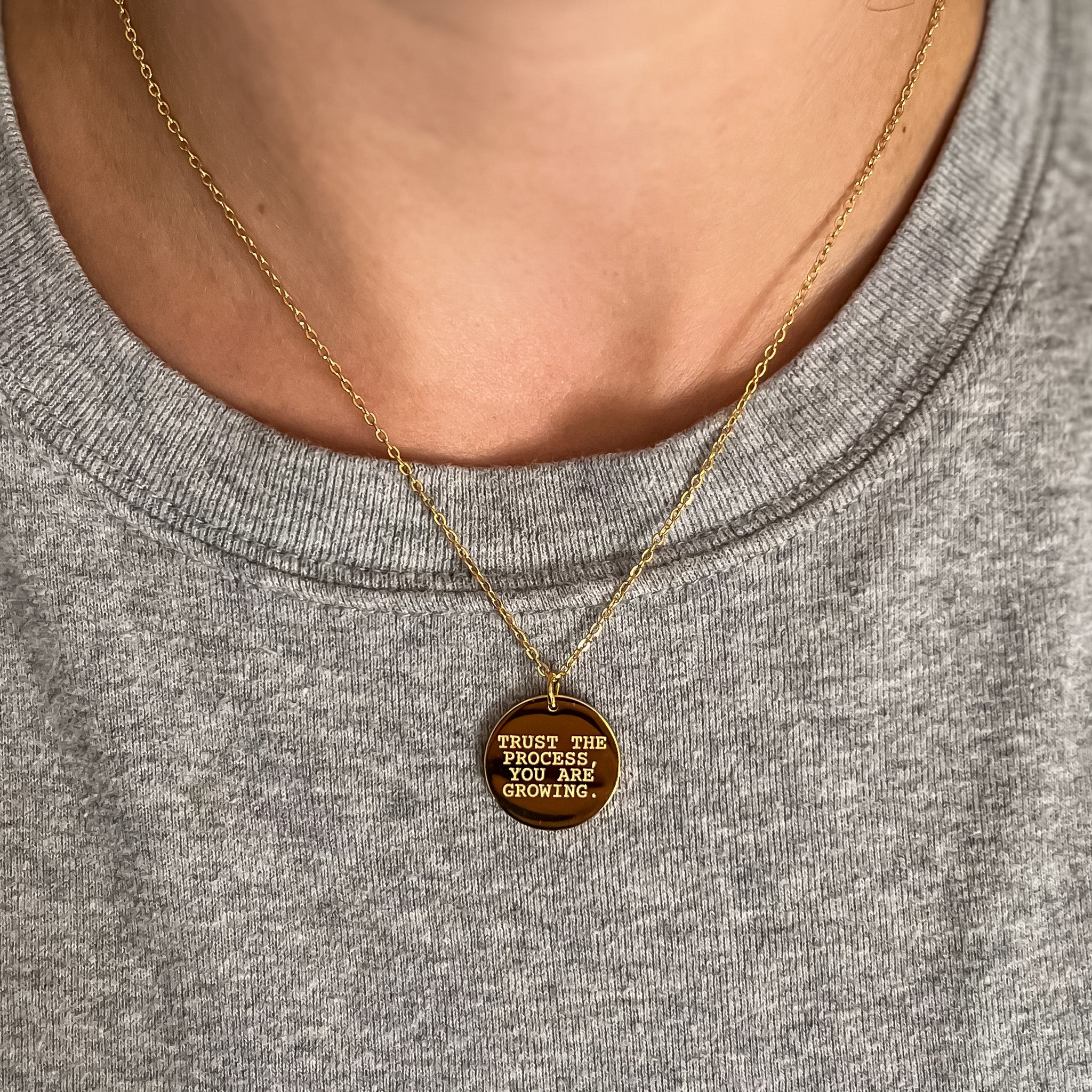 Trust the Process 18k Gold Filled Disc Pendant Necklace