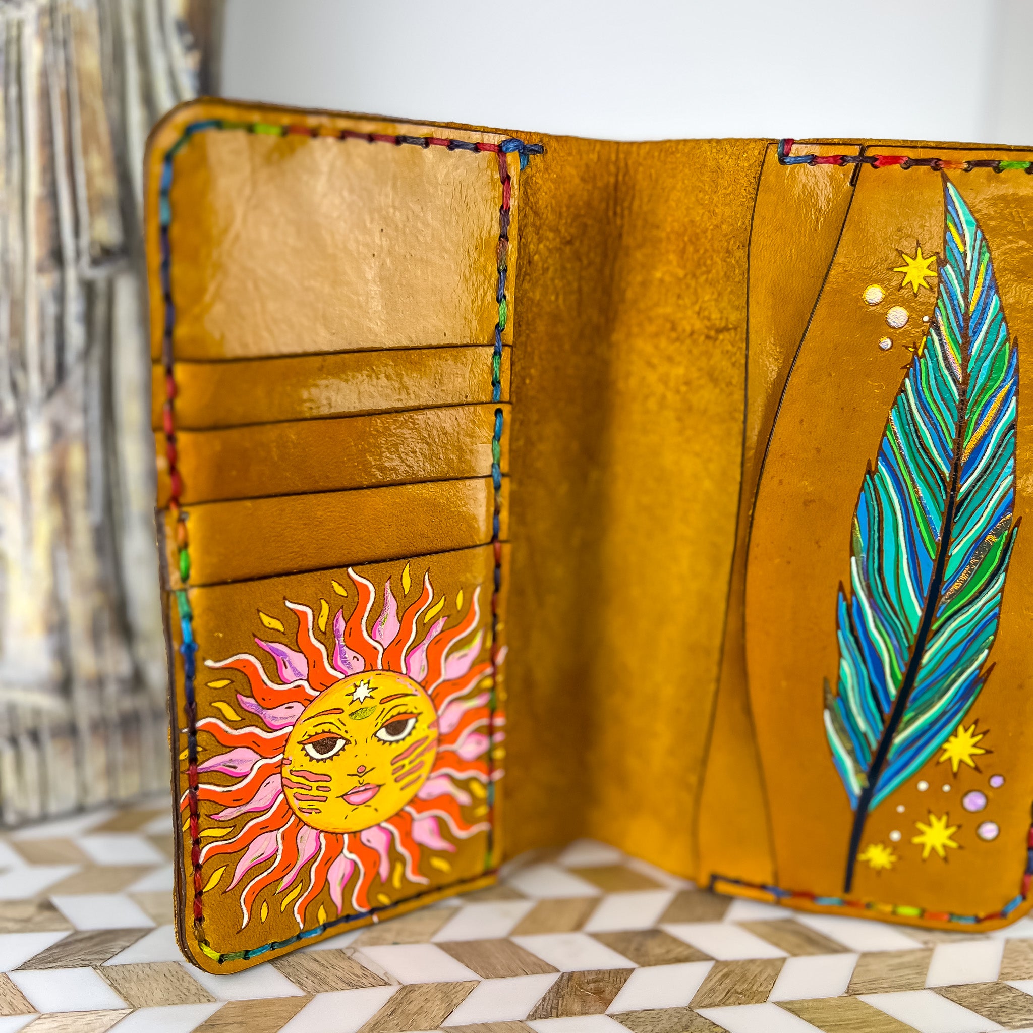 Women's Hand Painted Leather Wallet