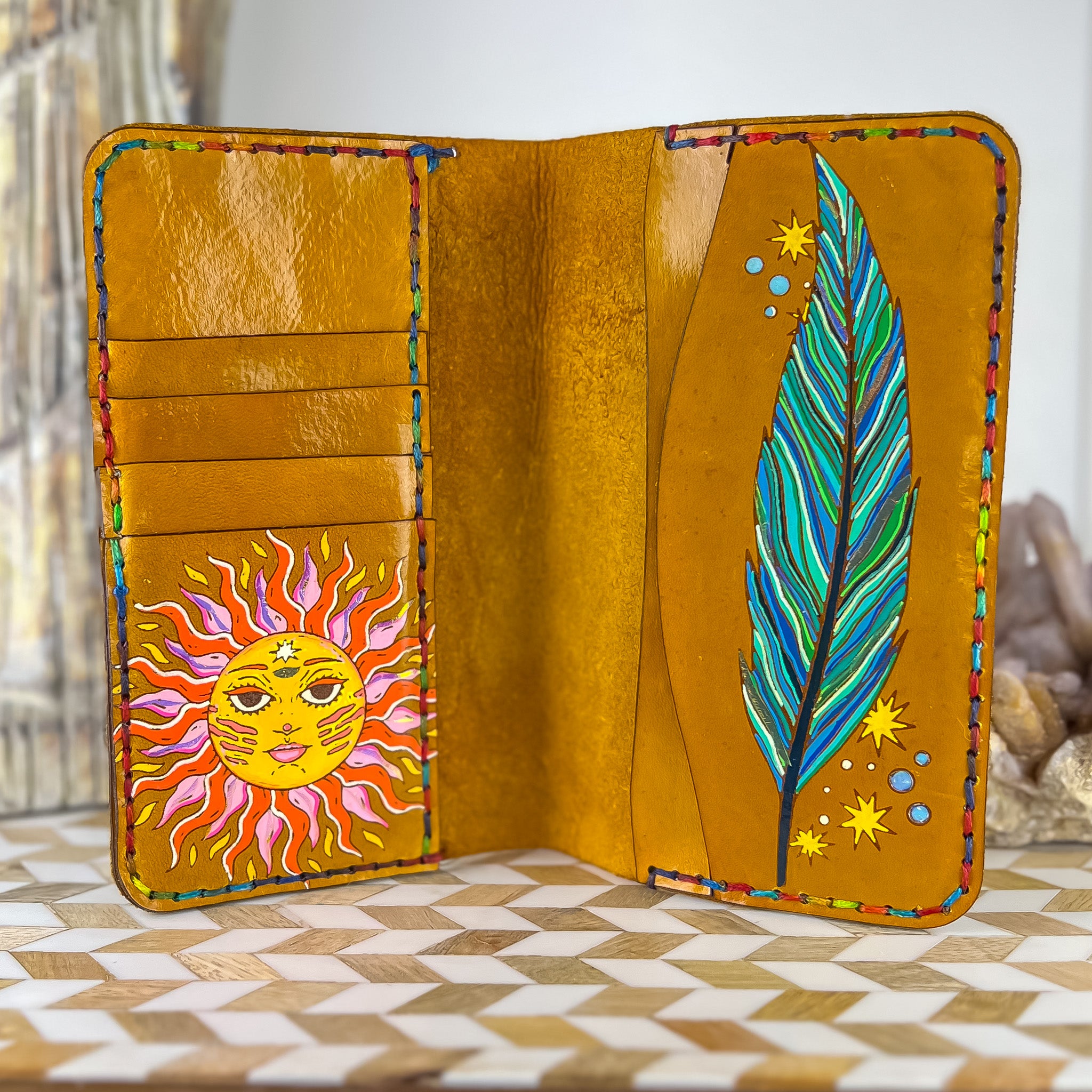 Wings of Wonder Hand Painted Leather Wallet