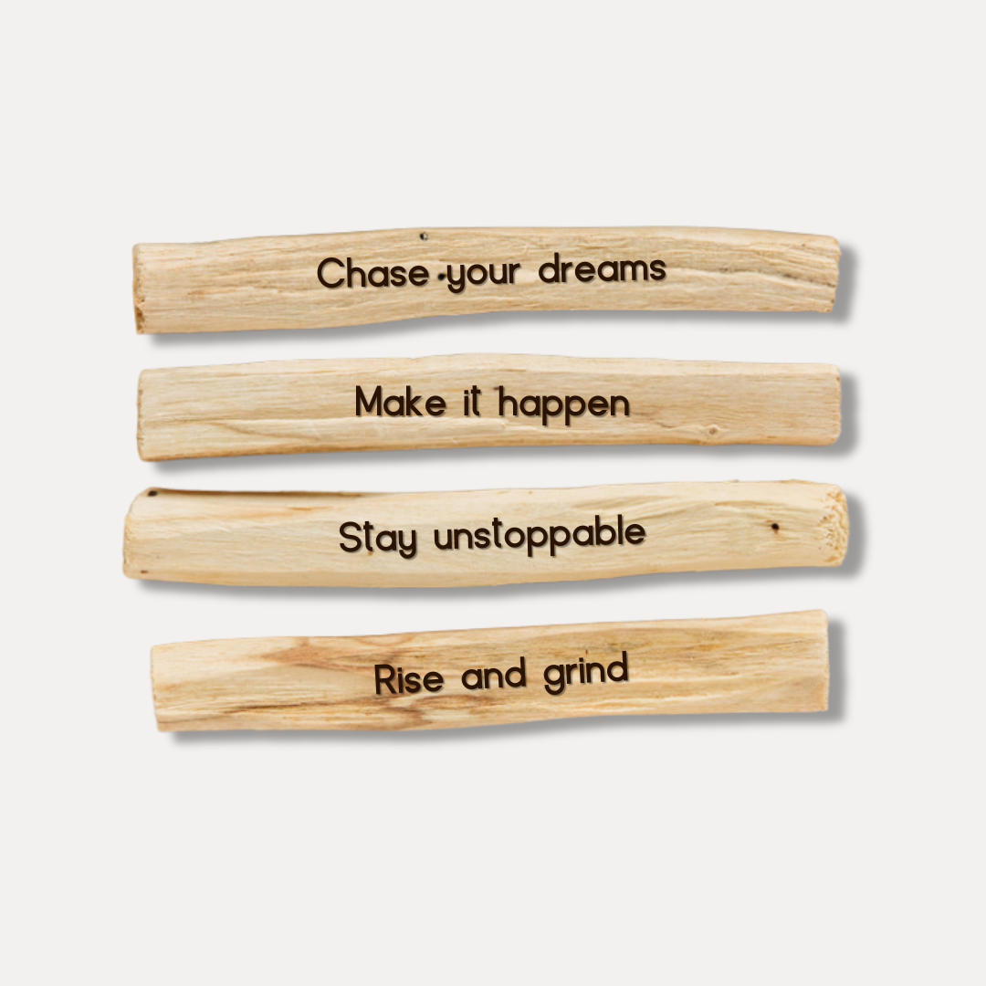 Motivation and Drive: A Four Pack of Engraved Palo Santo