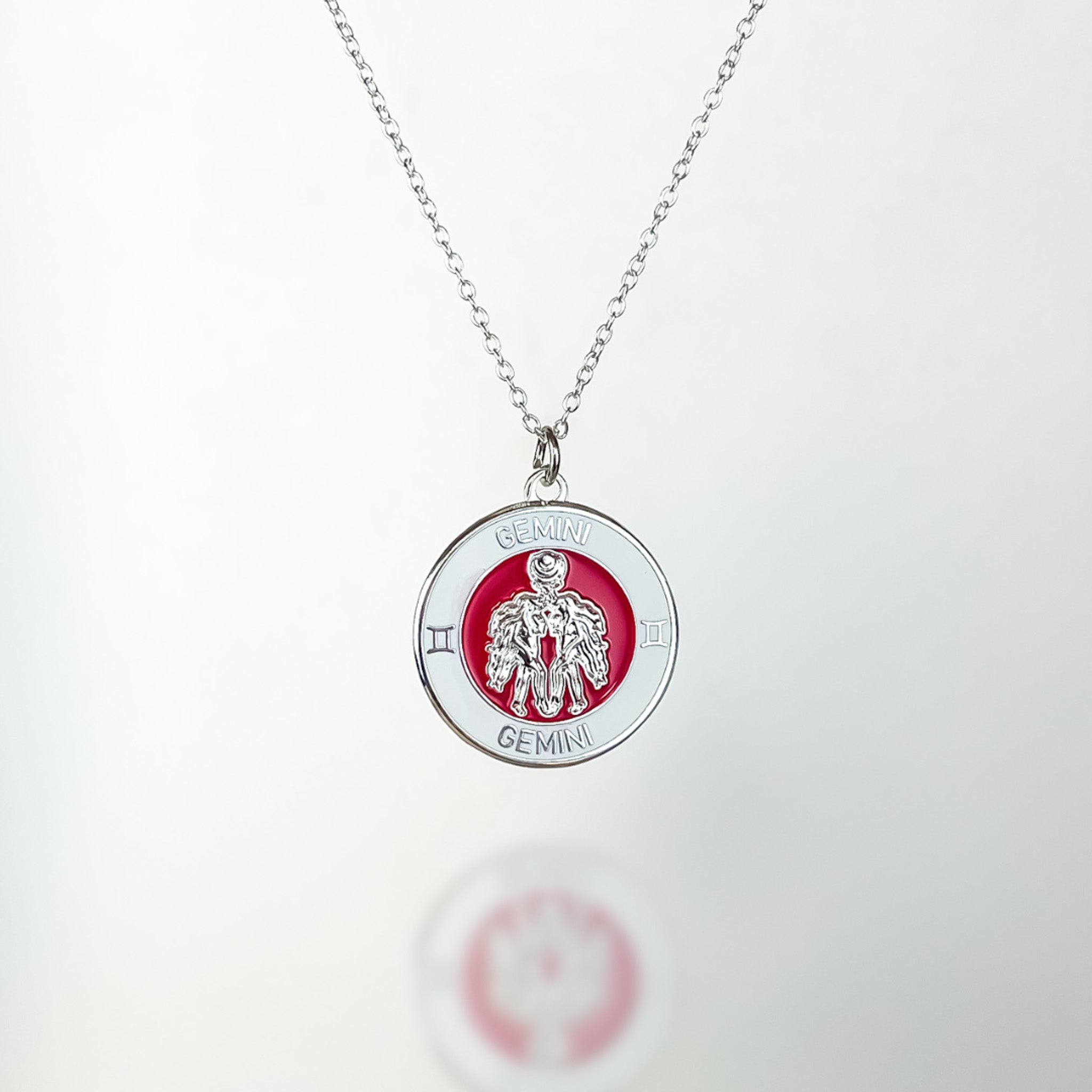 Sterling Silver "Gemini" Enamel Zodiac Pendant Necklace