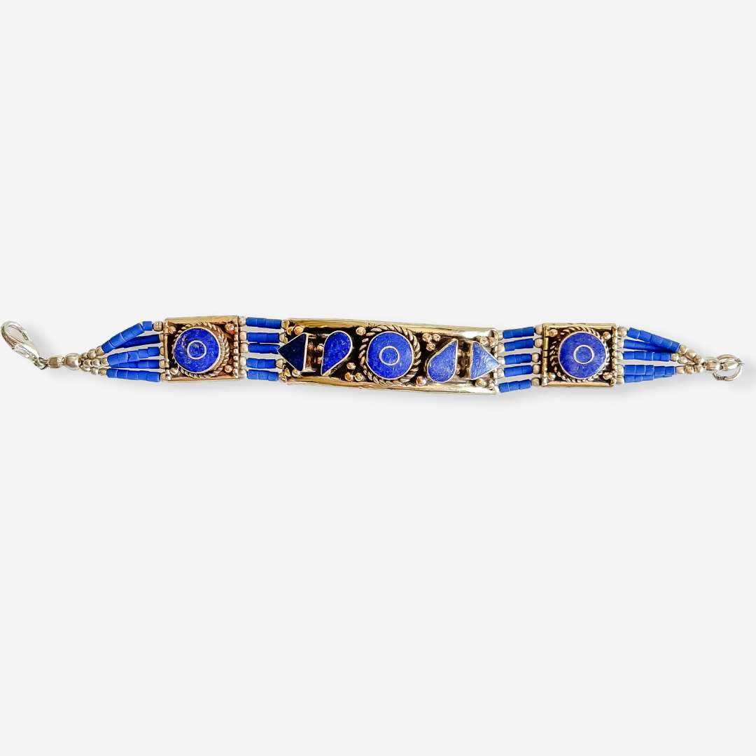 Lapis Lazuli Inlay - Hand Beaded Bracelet
