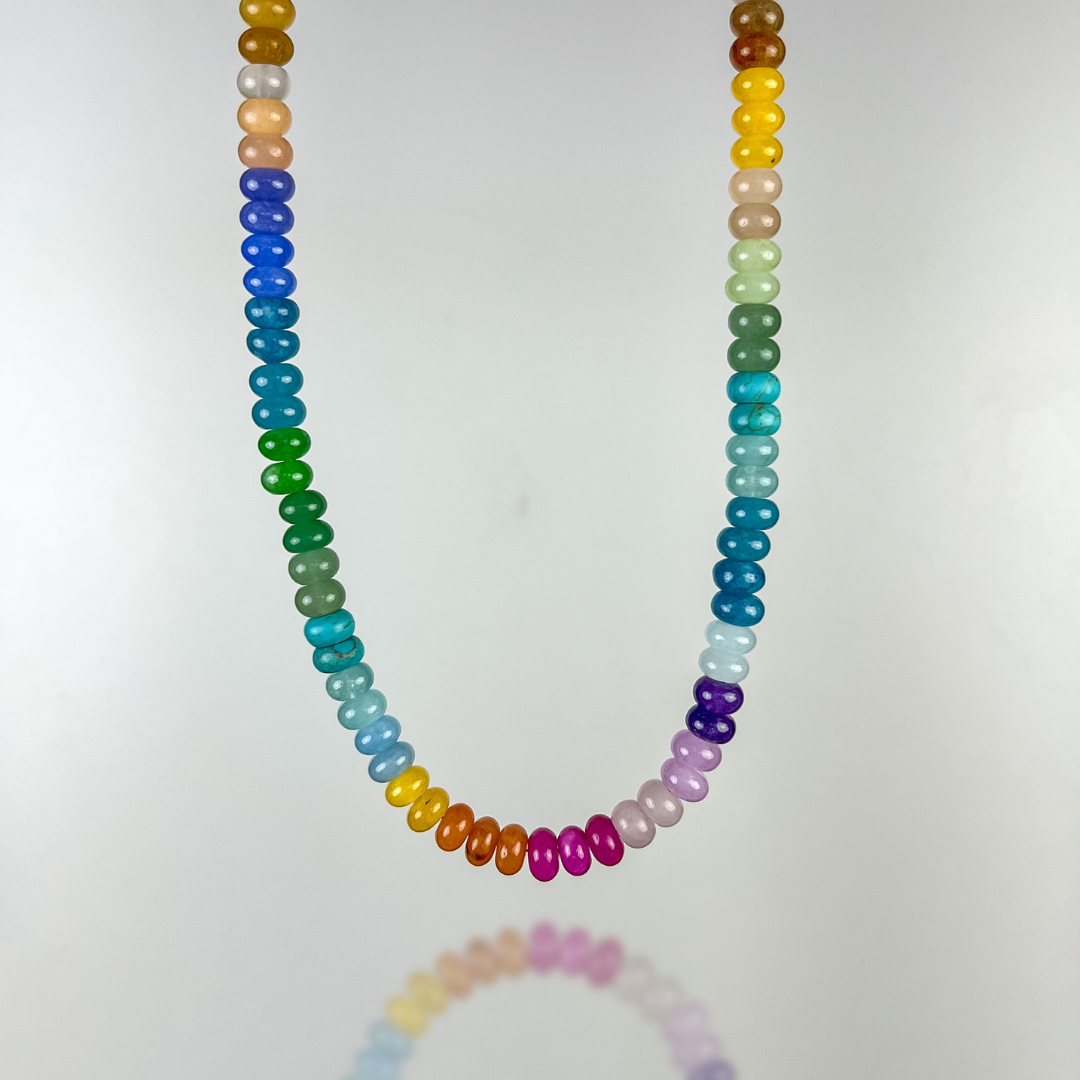 Handmade Gemstone Beads Multi-Colour Necklace | Boho and Hippie - Femly