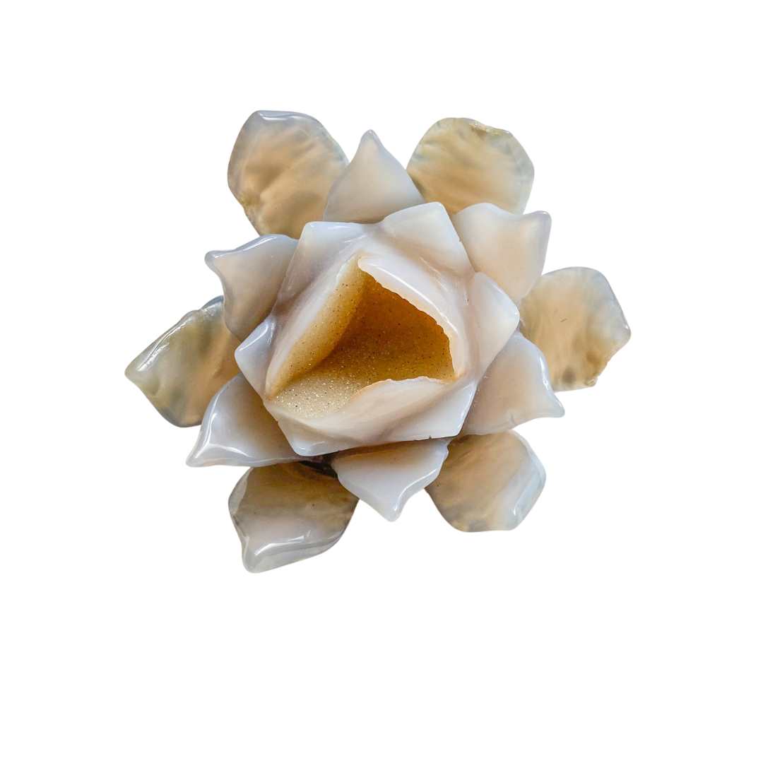 Druzy Agate Lotus Crystal Sculpture