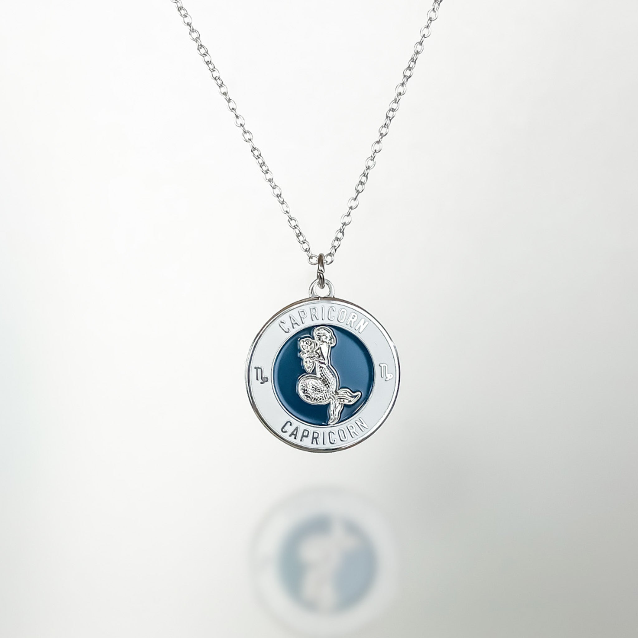Sterling Silver "Capricorn" Enamel Zodiac Pendant Necklace