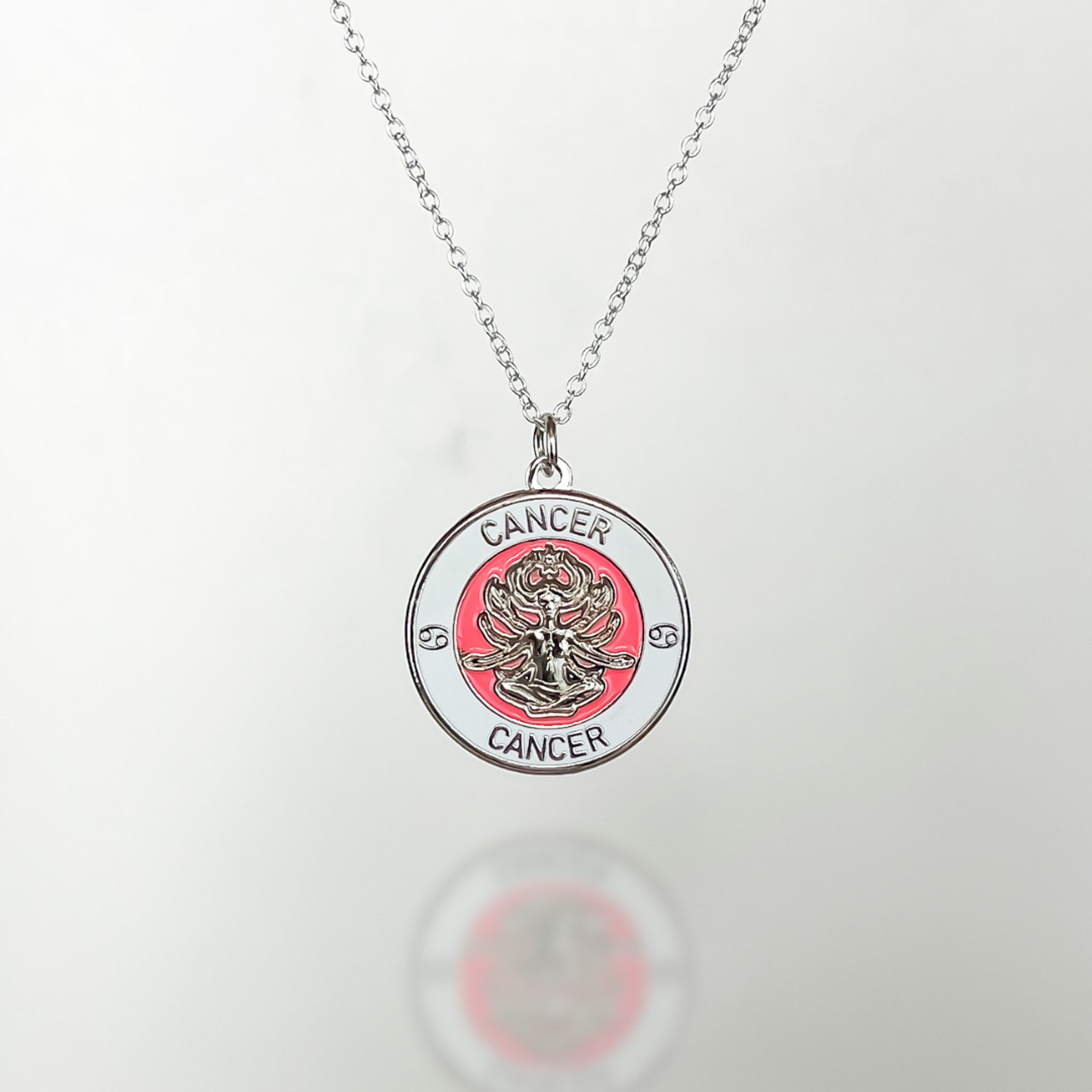 Sterling Silver "Cancer" Enamel Zodiac Pendant Necklace