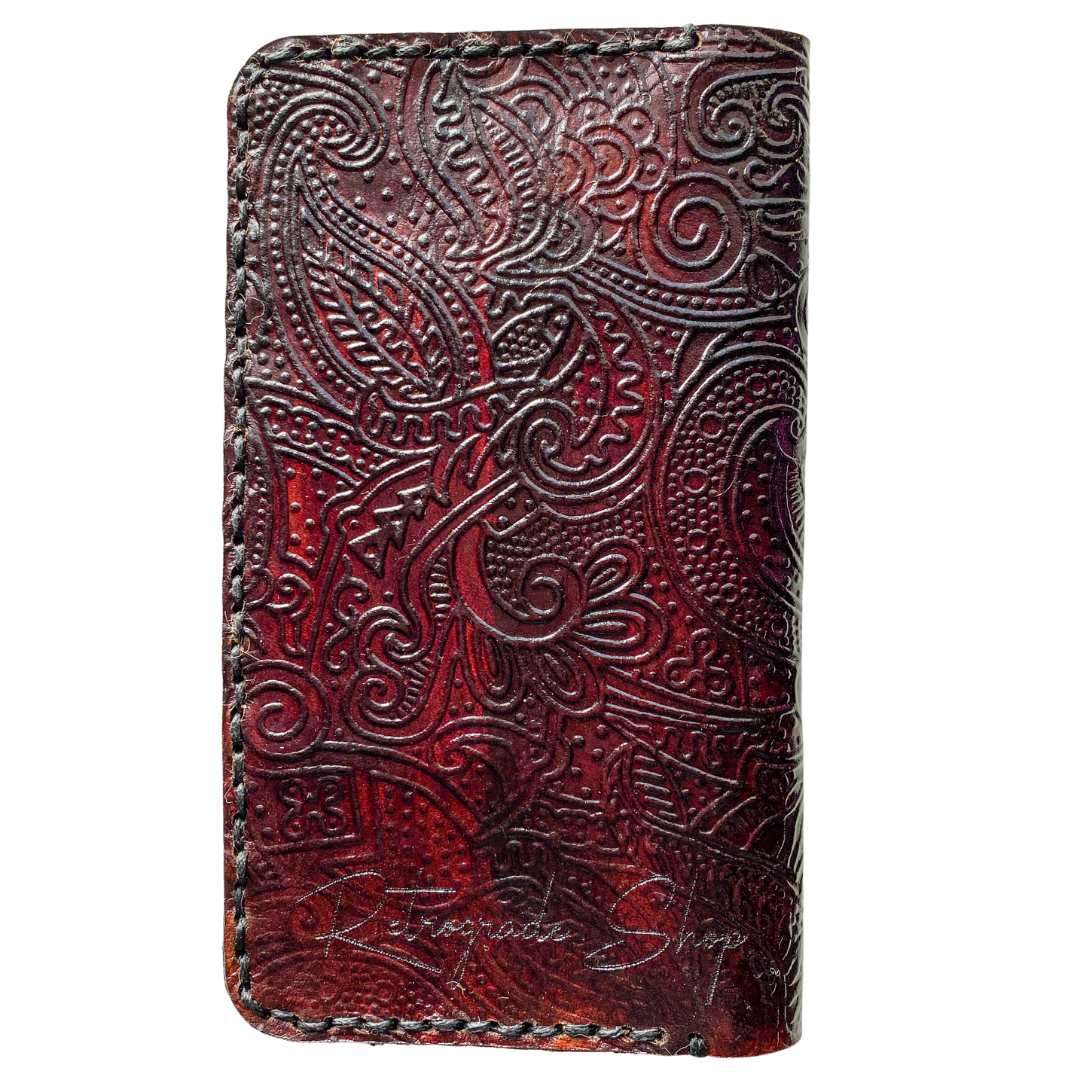 Paisley Embossed Leather Wallet With Phone Magnet