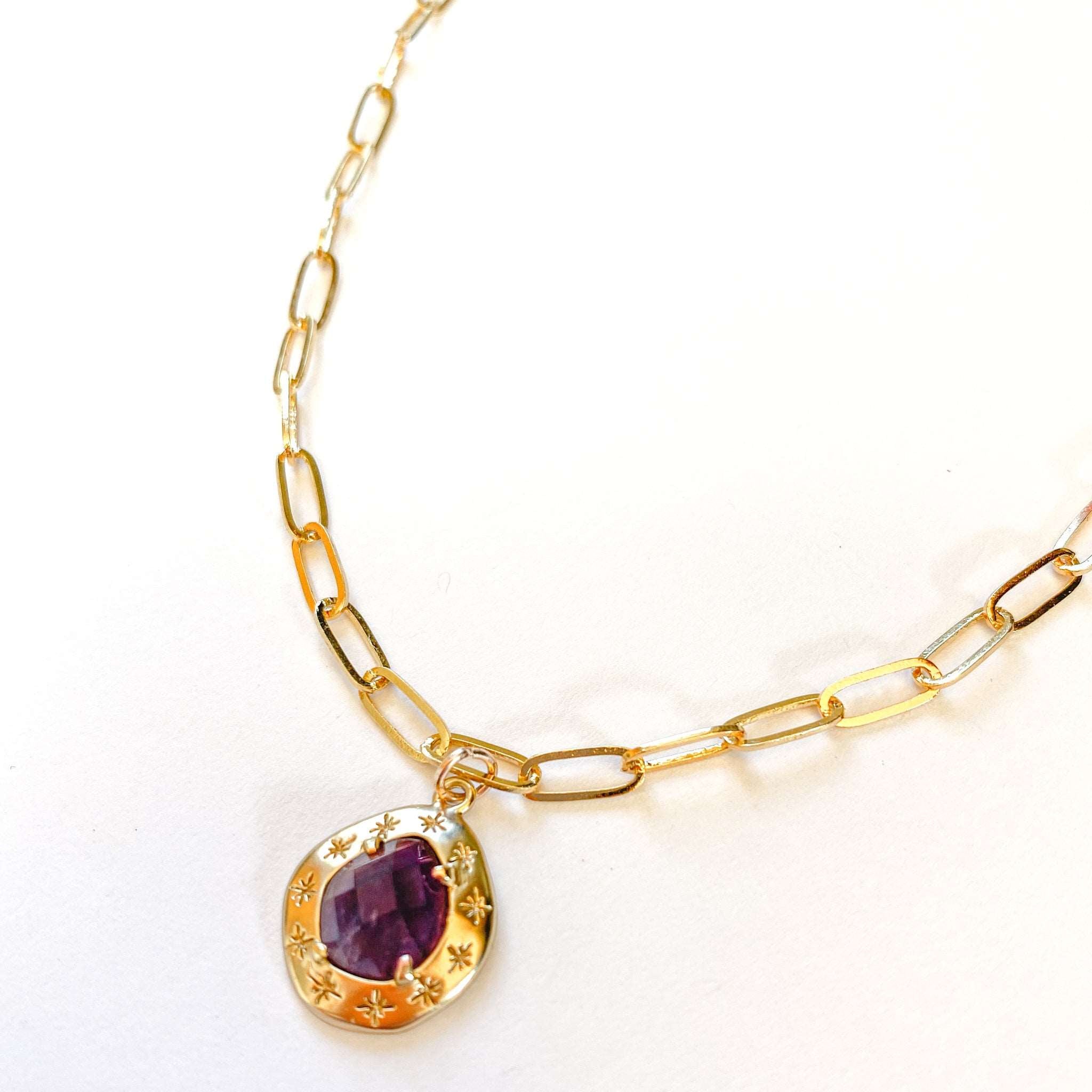 Galileo Amethyst 14K Gold Plated Necklace