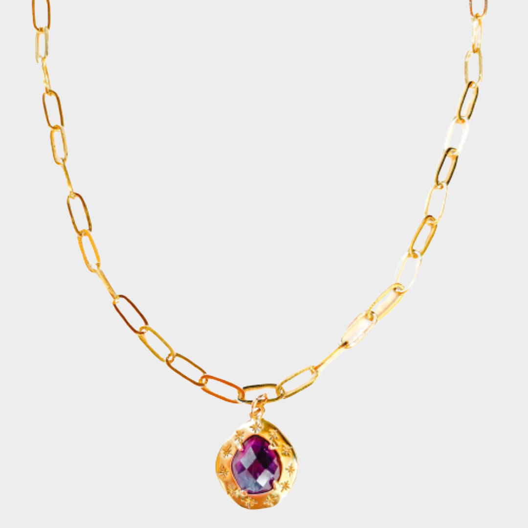 Galileo Amethyst 14K Gold Plated Necklace