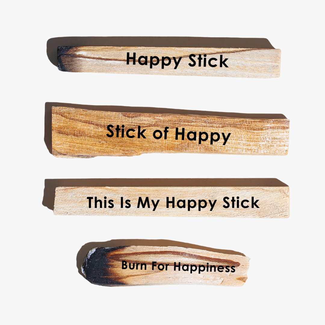 Happy Sticks: A Four Pack of Engraved Palo Santo