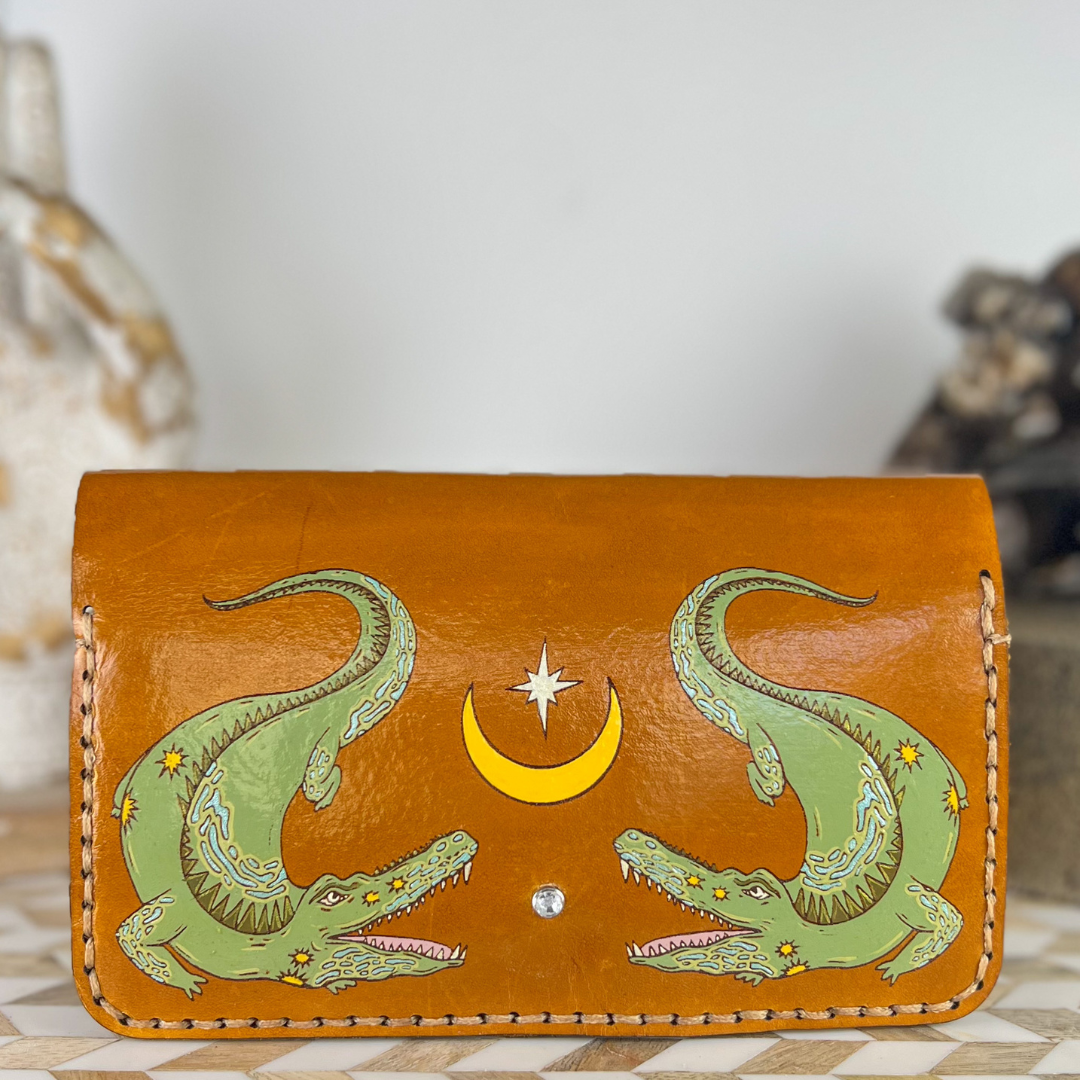 Starry Safari Hand Painted Genuine Leather Wallet